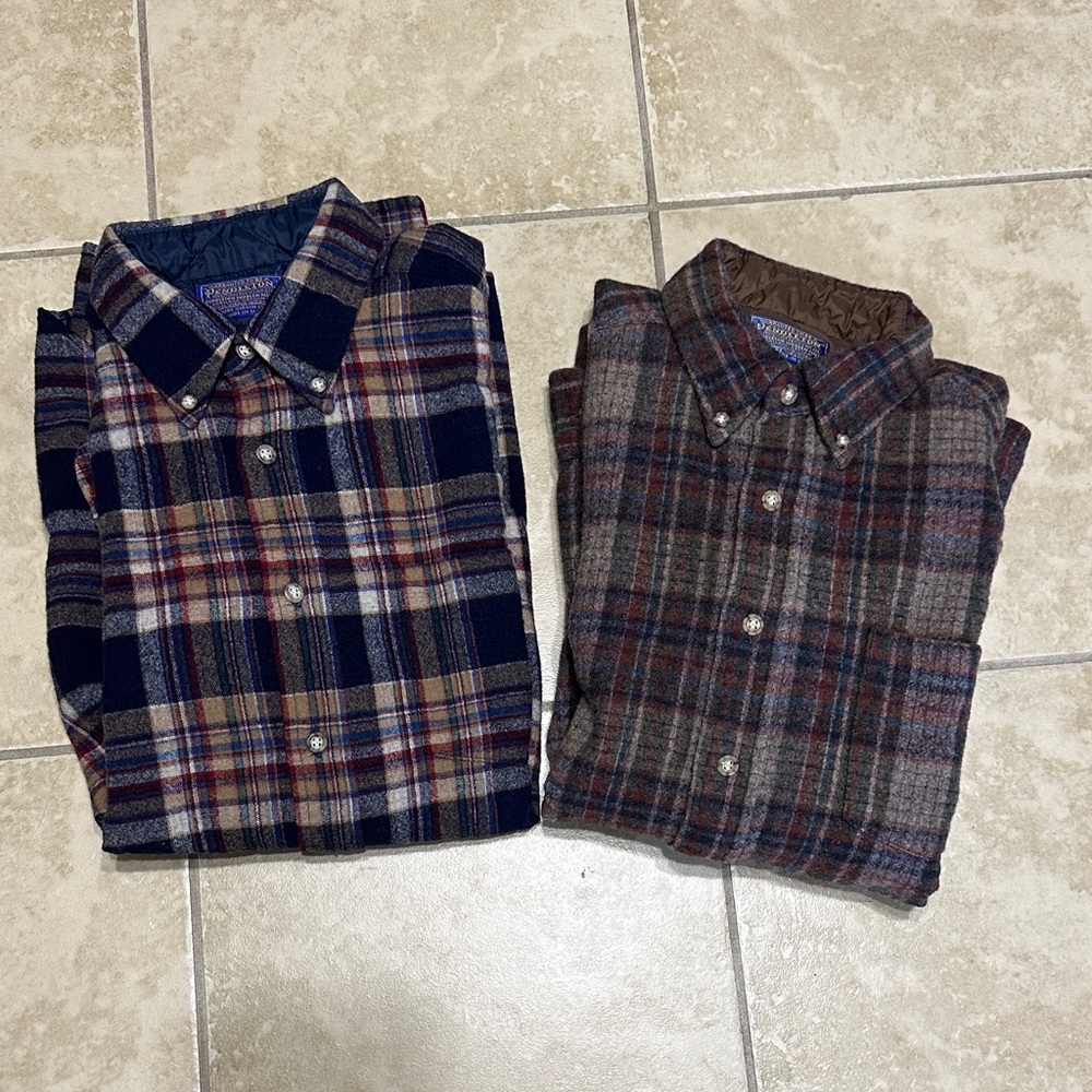 2 Pendleton Virgin Wool Long Sleeved Shirts Men’s Medium